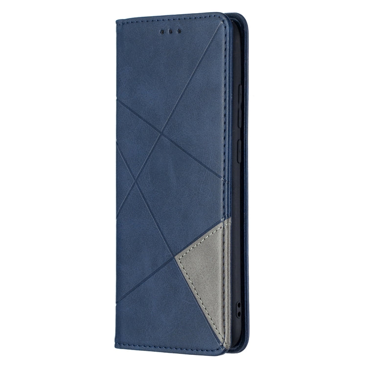 Blue rhombus-texture flip magnetic leather phone case with card slots