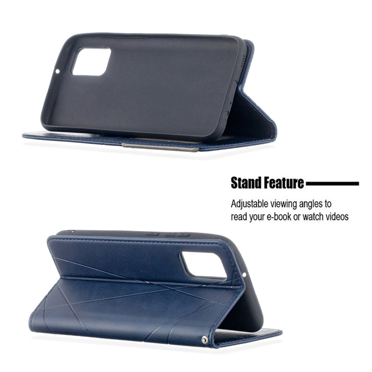 Blue flip magnetic leather phone case with viewing stand and card slot cover
