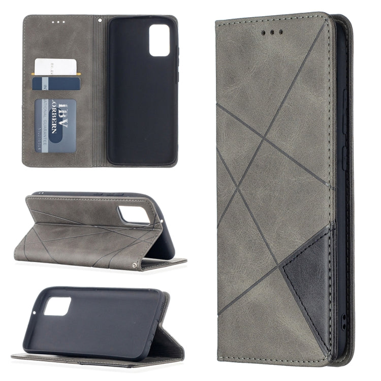 Magnetic wallet phone case with rhombus texture, flip cover and card slots, dark gray