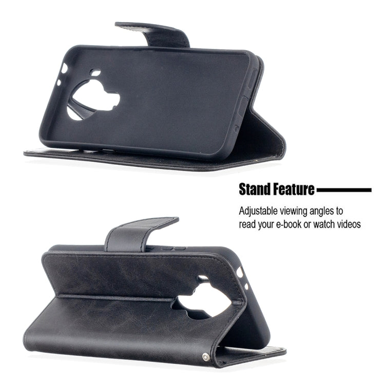 Black folio flip phone wallet case with adjustable viewing stand
