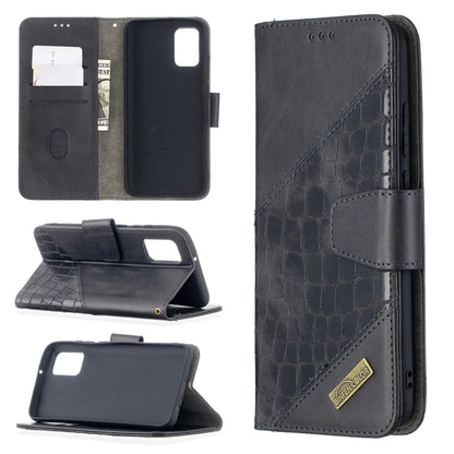 PU leather phone wallet case with crocodile texture, black, flip cover and card slots