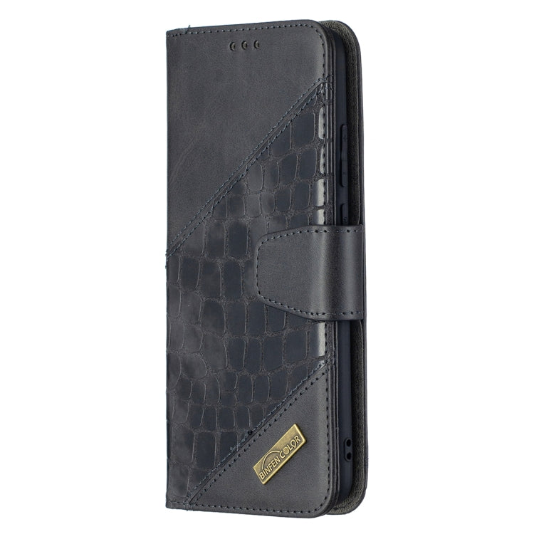 PU leather phone wallet case, dark gray crocodile texture, flip cover with strap