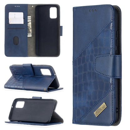 PU leather phone wallet case, blue crocodile texture, flip cover with card slots