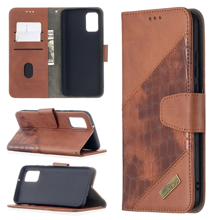 Brown crocodile-texture PU leather flip phone wallet case with card slots