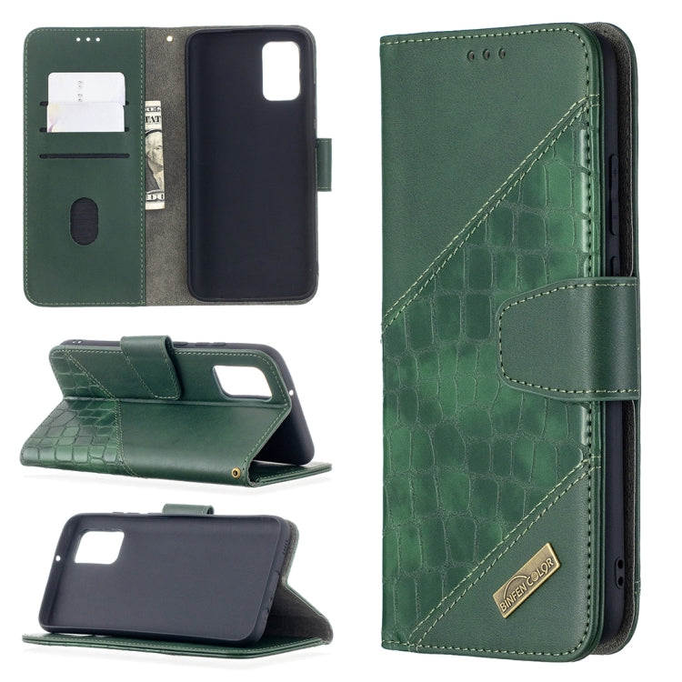 Green crocodile-texture PU leather flip phone wallet case with card slots