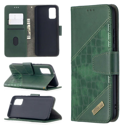 Green crocodile-texture PU leather flip phone wallet case with card slots