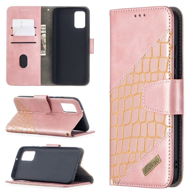 PU leather phone wallet case, rose pink crocodile texture, flip cover with card slots
