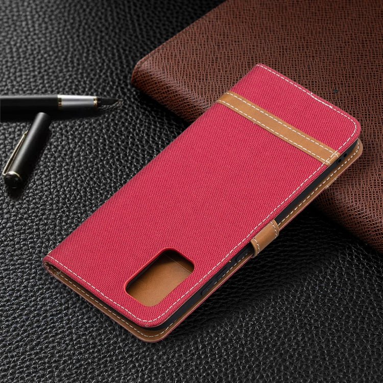 Pink/red flip leather phone wallet case with camera cutout and card slot window