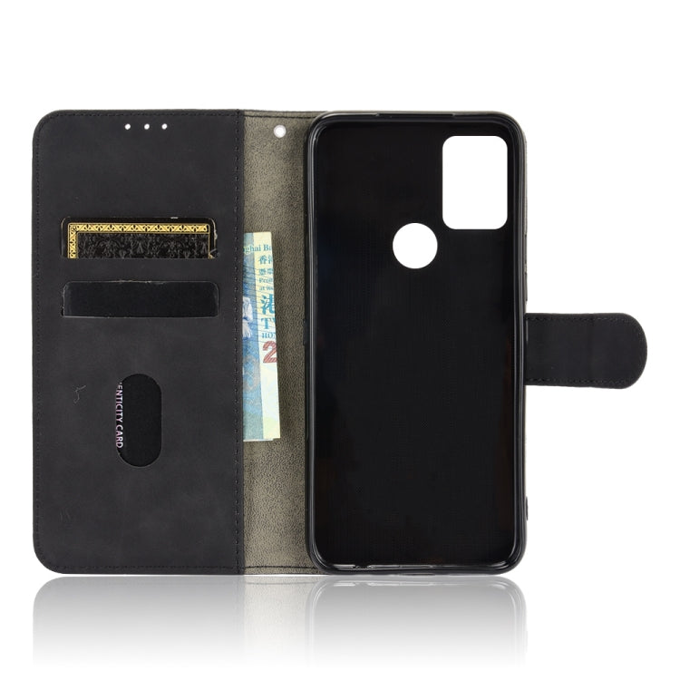 Black PU leather flip phone case with card slots and magnetic closure
