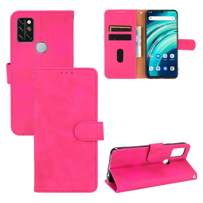 Rose red PU leather magnetic flip phone case with buckle, card slots, and holder