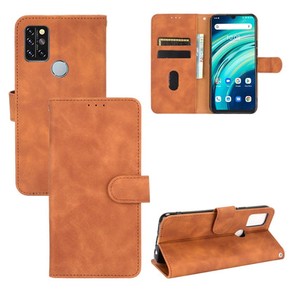 Brown PU leather wallet phone case with magnetic flip, card slots, holder, for UMIDIGI A9 Pro