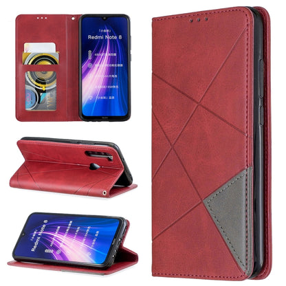 Red folio phone case with rhombus texture, flip cover and card holder sleeves