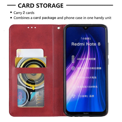 Red folio phone case with built-in card slots for two cards and flip cover