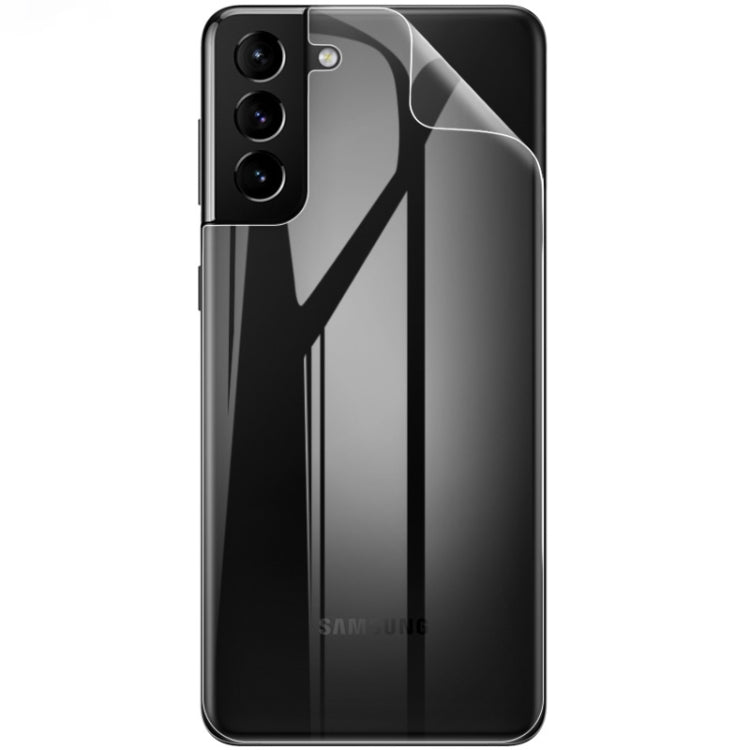Curved clear hydrogel back protector film applied to smartphone back, full coverage