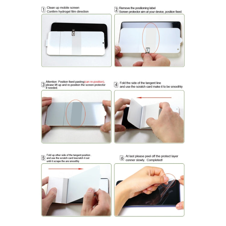 Installation steps for curved hydrogel back protector film with positioning and smoothing