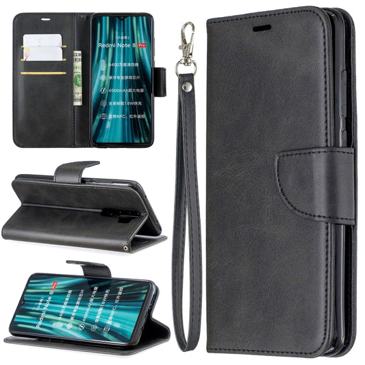 Black flip phone wallet case with card slots, holder, and wrist lanyard