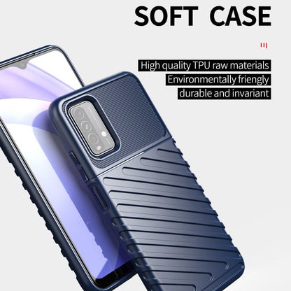 Shockproof TPU phone case for Redmi 9T, blue textured back with reinforced edges
