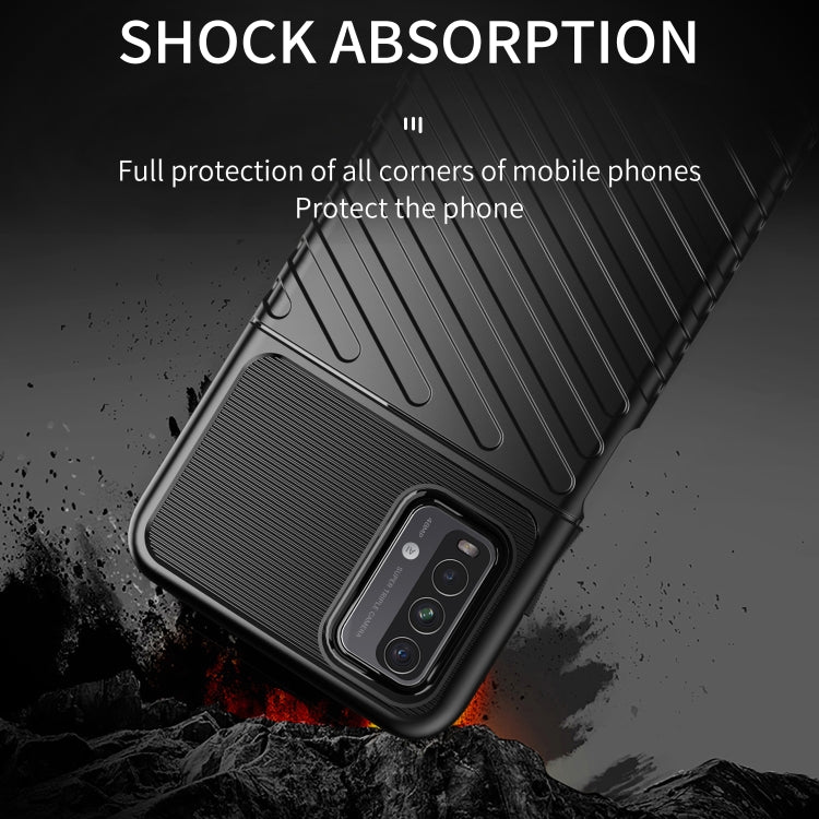 Shockproof TPU phone case for Redmi 9T, dark textured shell with shock-guard corners