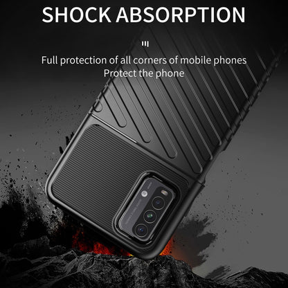 Shockproof TPU phone case for Redmi 9T, dark textured shell with shock-guard corners