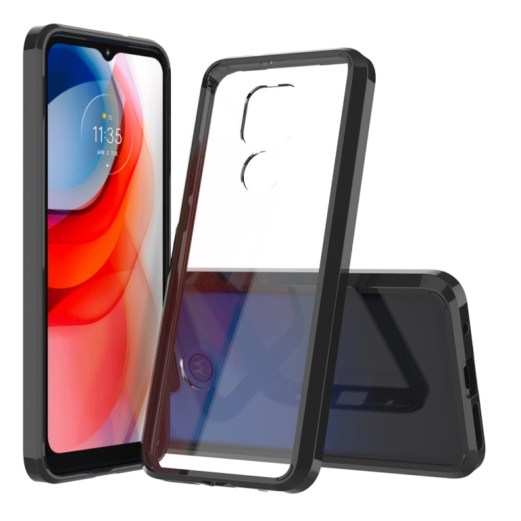 Black and clear TPU acrylic phone case, dual-layer protection, front and back angles