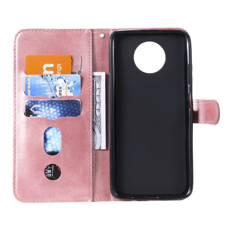 Rose gold flip leather phone case with card slots and side zipper pocket