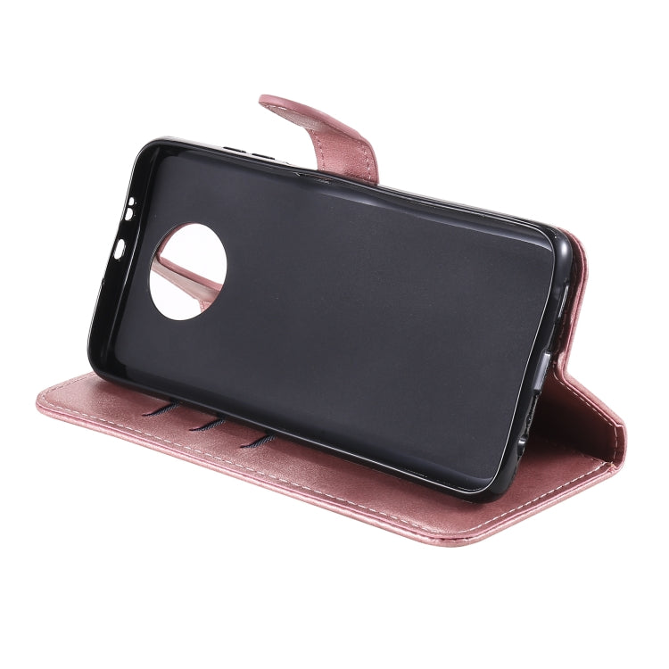 Rose gold flip leather phone case folded for landscape viewing
