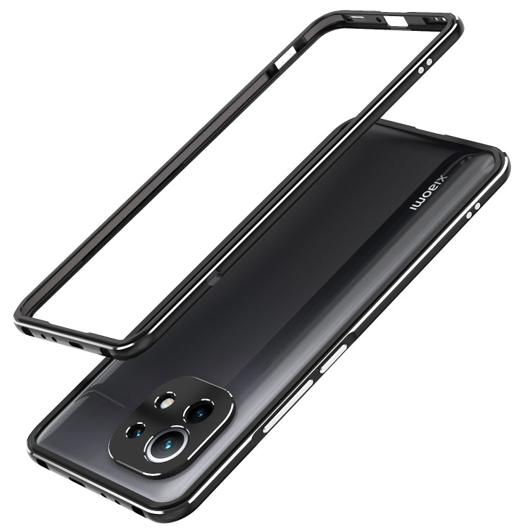 Protective phone case with metal frame and lens protector, black with gray trim