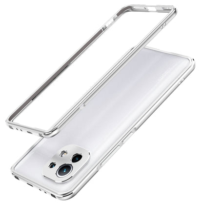 Silver metal-framed phone case with lens protection, raised dual camera