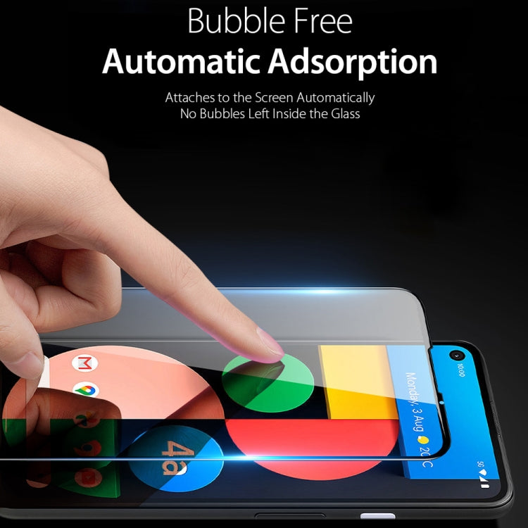 Tempered glass screen protector film on smartphone screen with bubble-free adhesion