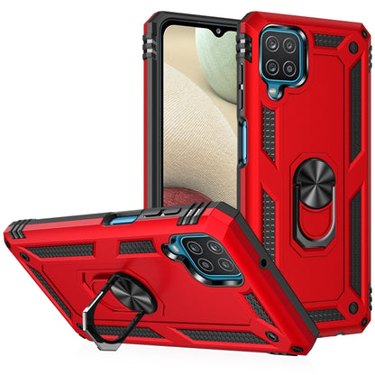 Rugged TPU+PC phone case in red with 360° rotating holder and shockproof bumper design