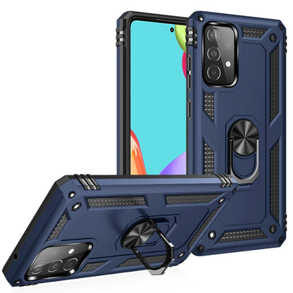 Shockproof protective phone case with rotating kickstand, navy and black, for Motorola Moto One Fusion