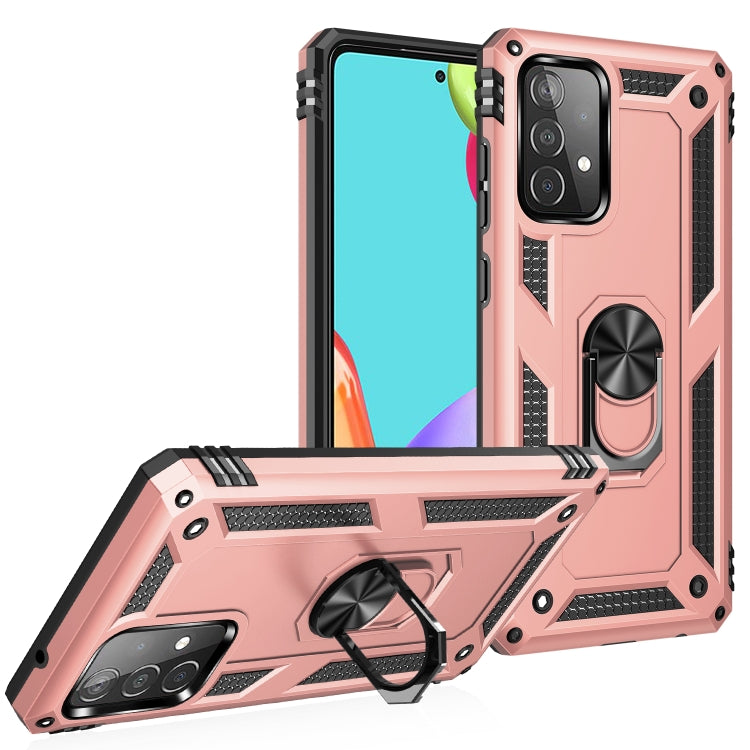 Rugged TPU+PC phone case in pink with 360° rotating holder and textured grip panels