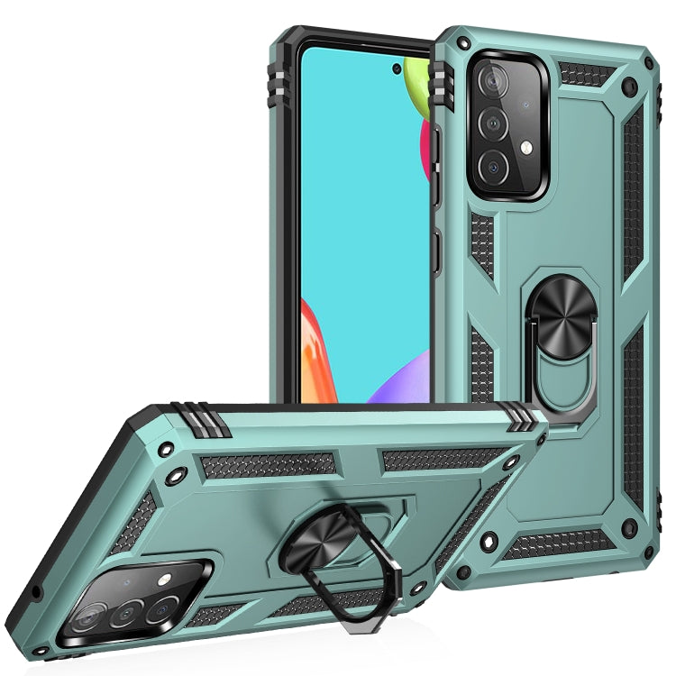 Rugged TPU+PC phone case in teal with 360° rotating holder and reinforced corner protection