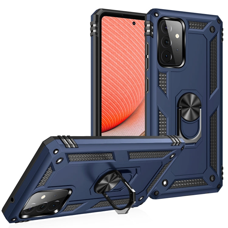 Shockproof protective phone case with rotating kickstand, navy and black, for Samsung Galaxy A72 5G