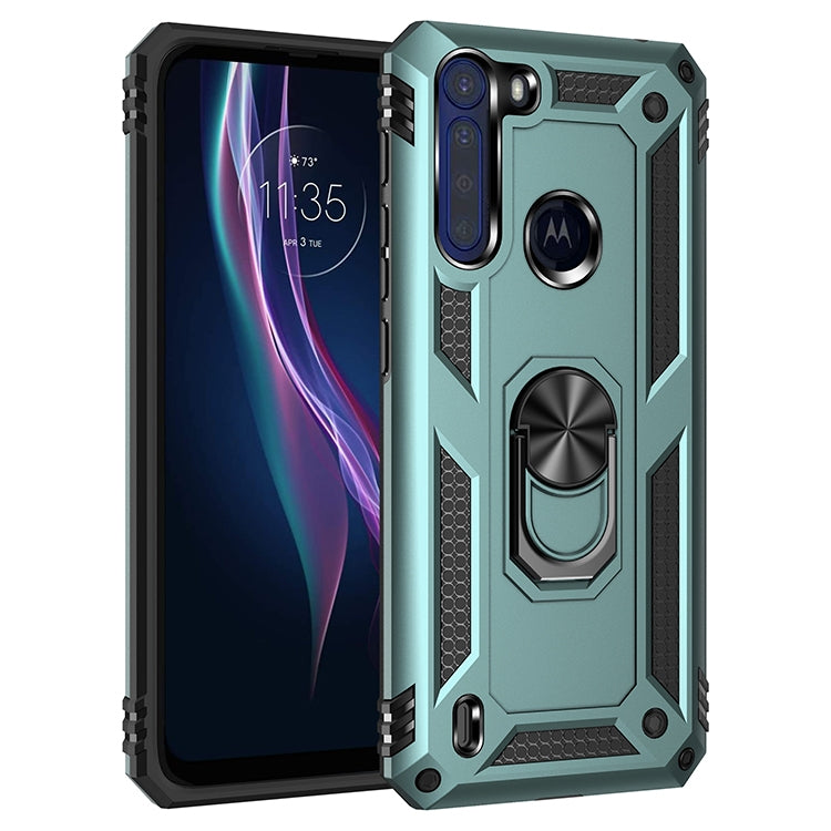 Teal shockproof TPU+PC phone case with 360 rotating ring holder and textured grip
