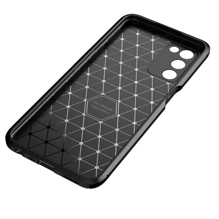 Black carbon-fiber style TPU phone case back with geometric pattern and camera holes