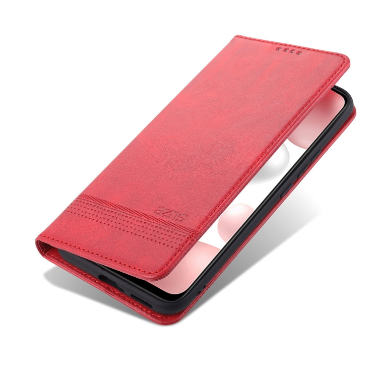 Red leather flip phone case with open front cover for Xiaomi Mi 11
