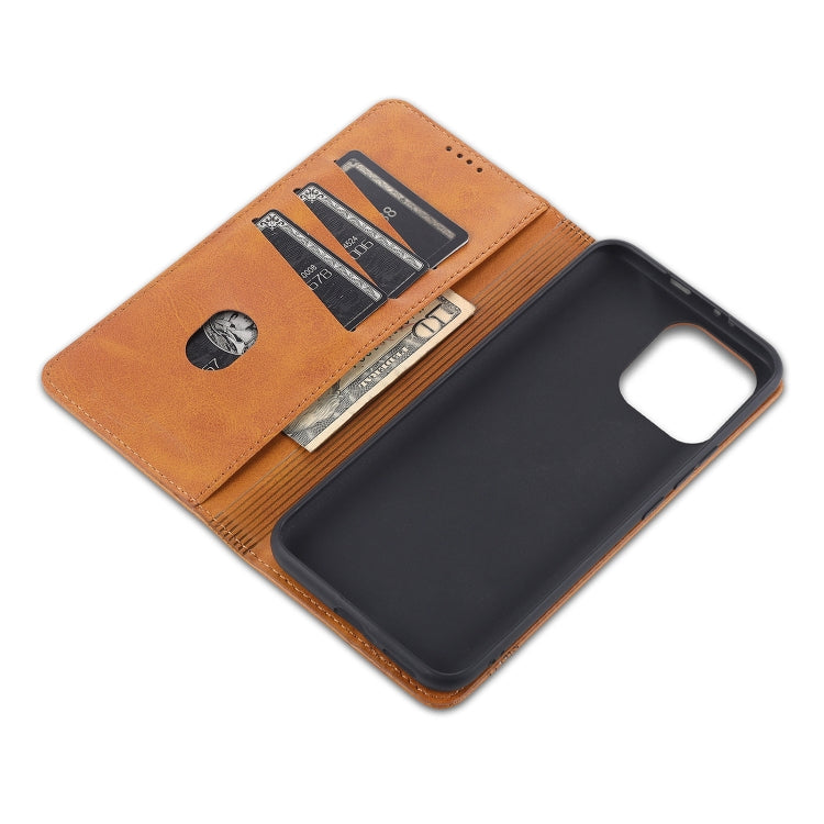 Light brown leather flip case with card slots and wallet pocket for Xiaomi Mi 11