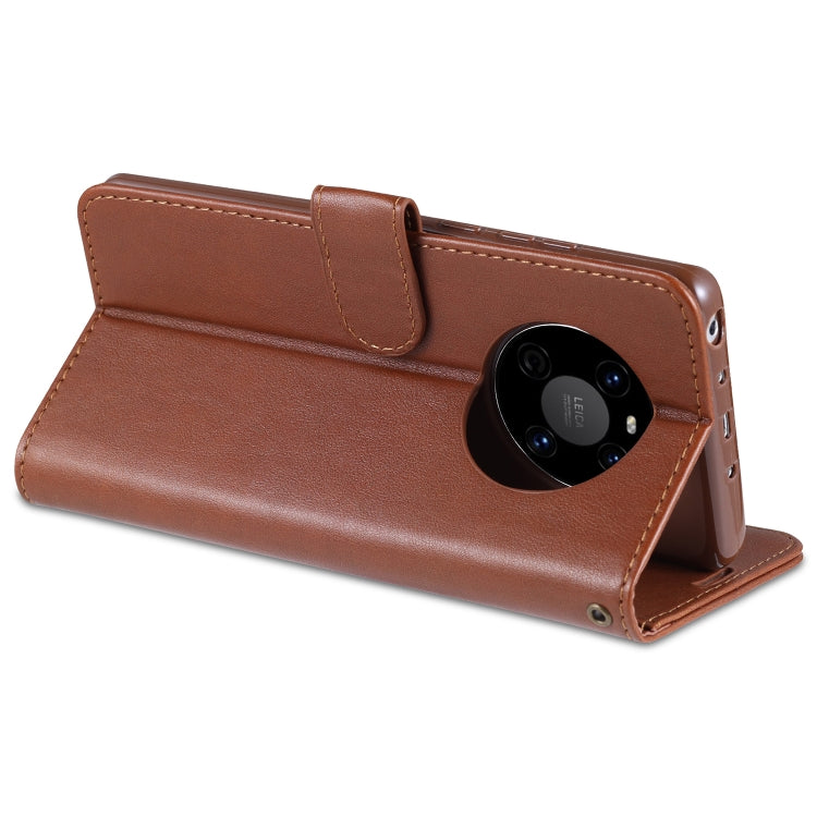 Brown horizontal flip leather phone case with camera cutout and side stitching