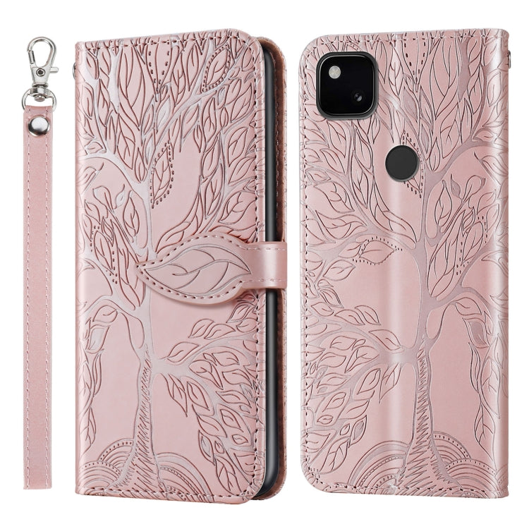 Rose gold embossed leaf flip phone wallet case with card holder and wrist strap