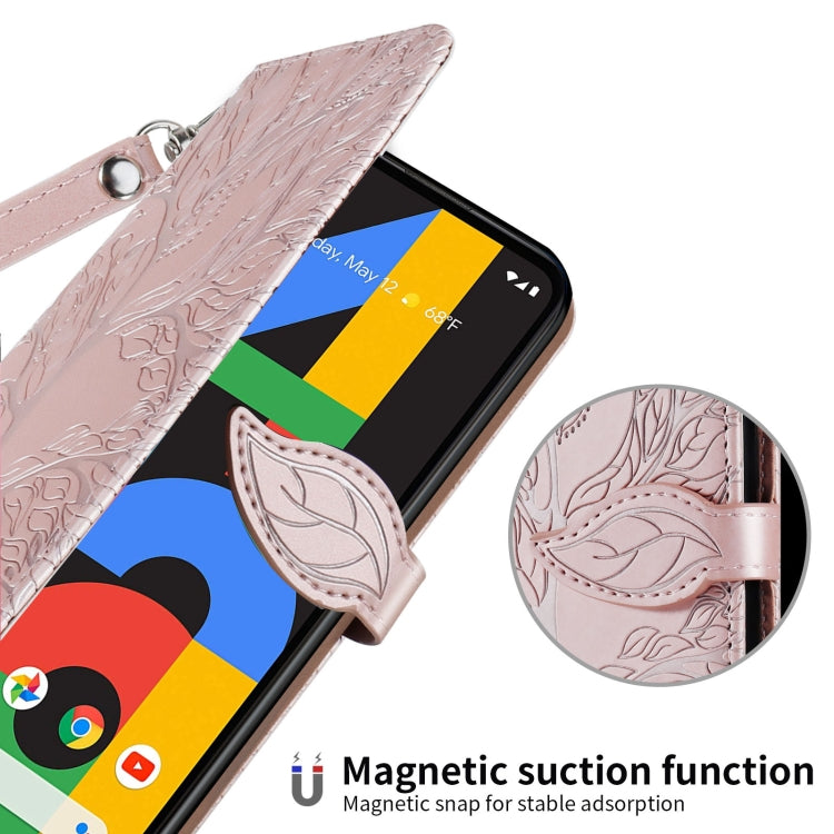Rose gold embossed leaf flip phone wallet case with magnetic snap flap