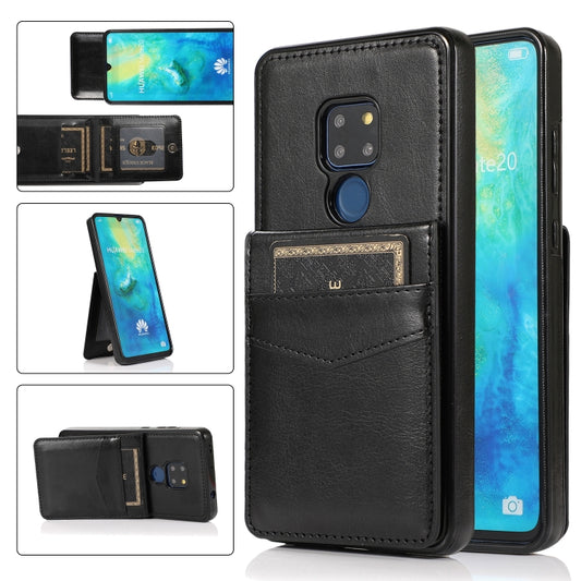 Black phone wallet case with card slots and stand for Huawei Mate/P Pro phones