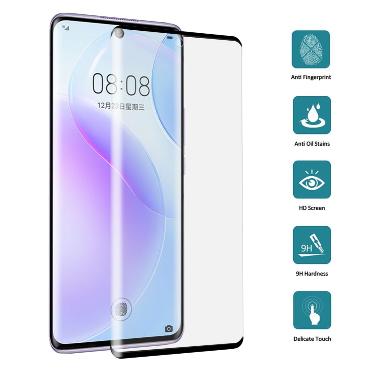 Tempered glass screen protector film set with curved edges for full front coverage