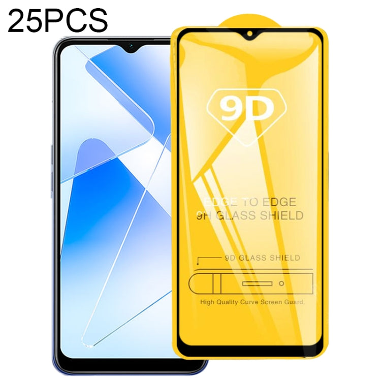 9D full-glue tempered glass screen protector set (25 pack) with phone-screen shield shown