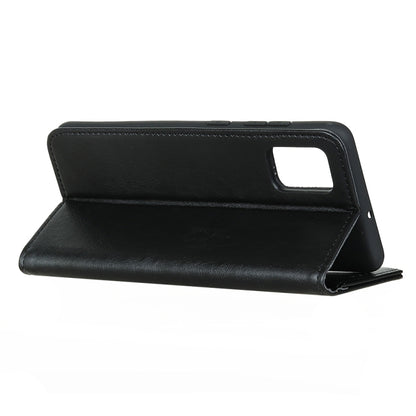 Magnetic flip leather phone case with stand, black