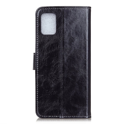 Black leather flip phone wallet case with rear camera cutout