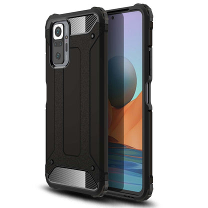Black rugged phone case with textured grip, raised corners, and camera cutouts
