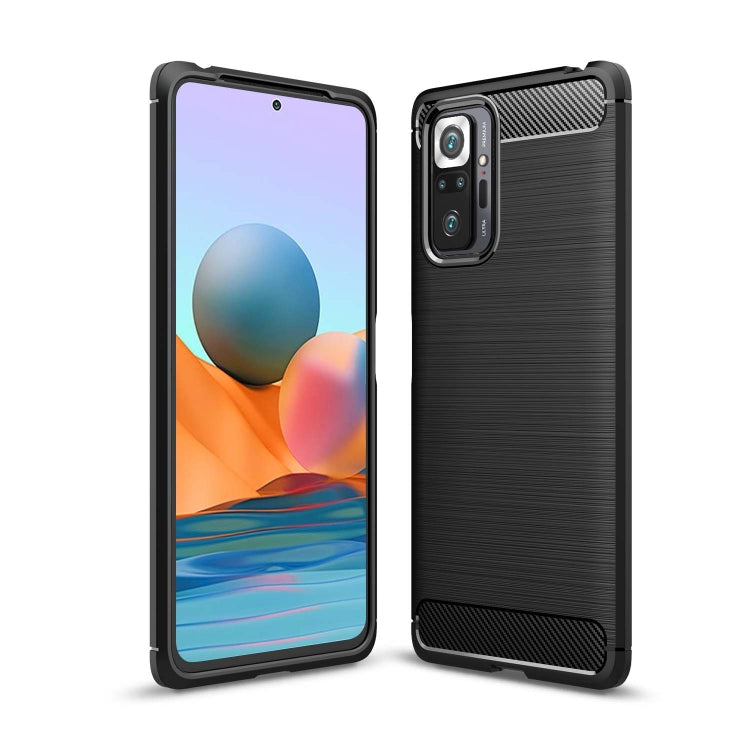 Black brushed-texture TPU case for Xiaomi Redmi Note 10 Pro, camera cutouts