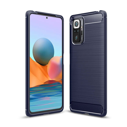 Navy blue brushed-texture TPU case for Xiaomi Redmi Note 10 Pro, camera cutouts