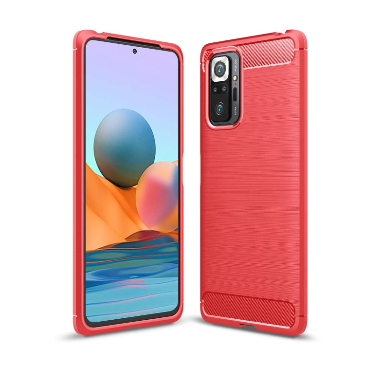 Red brushed-texture TPU case for Xiaomi Redmi Note 10 Pro, camera cutouts